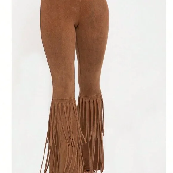 Camel Casual Women's Mineral Washed Fringe Detailed Pants